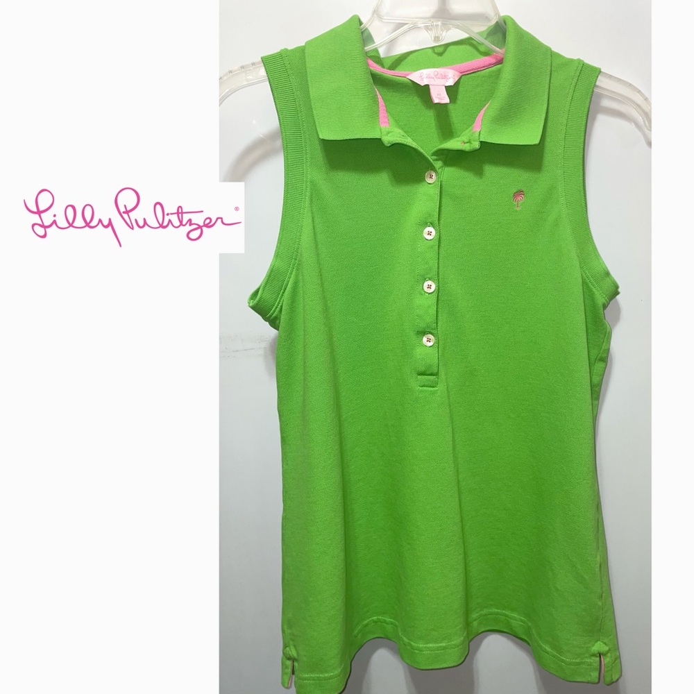 ⚡️LILLY PULITZER Lime Green Sleeveless Polo Top 💚